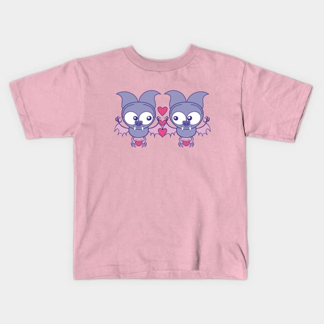 Couple of cute bats madly falling in love Kids T-Shirt by zooco